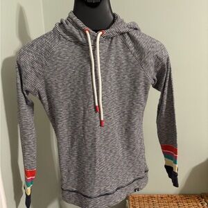 Joules Navy and White Striped Hoodie with Red Accents